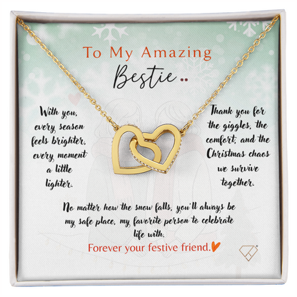 Interlocking Hearts Necklace | To My Amazing Bestie Christmas Gift | Best Friend Jewelry | Holiday Friendship Necklace | Gift for Bestie