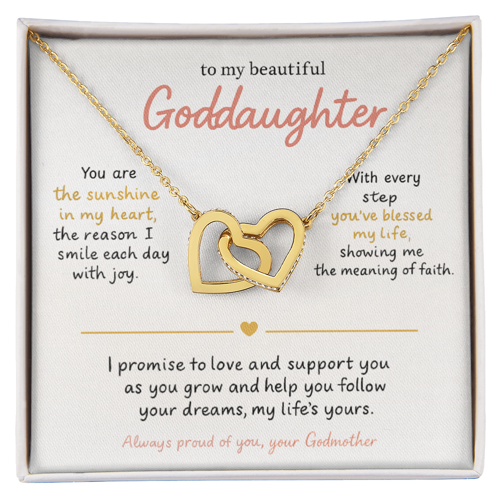 Interlocking Hearts Necklace for Goddaughter – Meaningful Godparent Gift of Love, Protection & Connection | CZ Heart Jewelry Keepsake