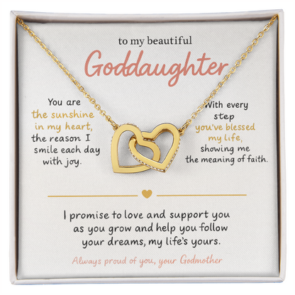 Interlocking Hearts Necklace for Goddaughter – Meaningful Godparent Gift of Love, Protection & Connection | CZ Heart Jewelry Keepsake