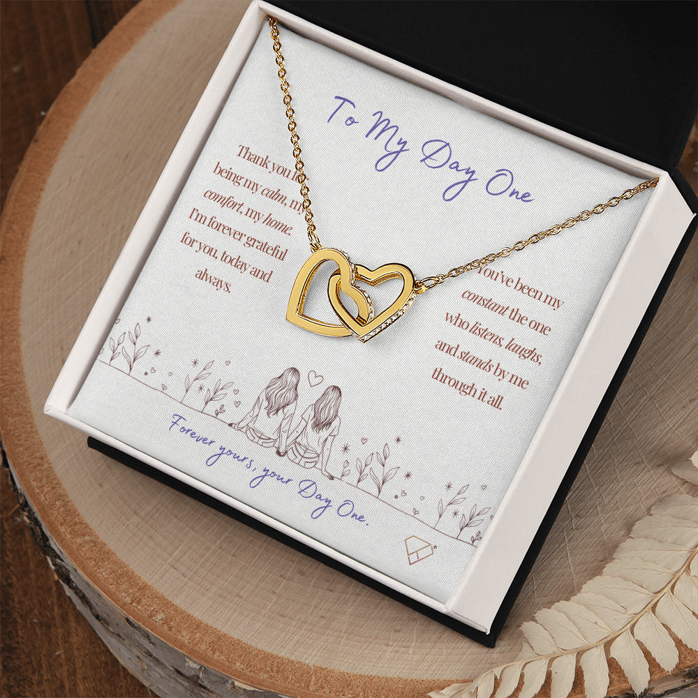 To My Day One Necklace | Interlocking Hearts Necklace Gift for Best Friend | Soul Sister Gift