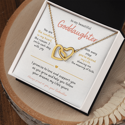 Interlocking Hearts Necklace for Goddaughter – Meaningful Godparent Gift of Love, Protection & Connection | CZ Heart Jewelry Keepsake