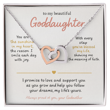 Interlocking Hearts Necklace for Goddaughter – Meaningful Godparent Gift of Love, Protection & Connection | CZ Heart Jewelry Keepsake