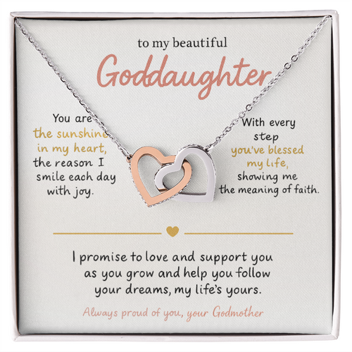 Interlocking Hearts Necklace for Goddaughter – Meaningful Godparent Gift of Love, Protection & Connection | CZ Heart Jewelry Keepsake