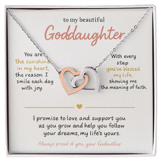 Interlocking Hearts Necklace for Goddaughter – Meaningful Godparent Gift of Love, Protection & Connection | CZ Heart Jewelry Keepsake
