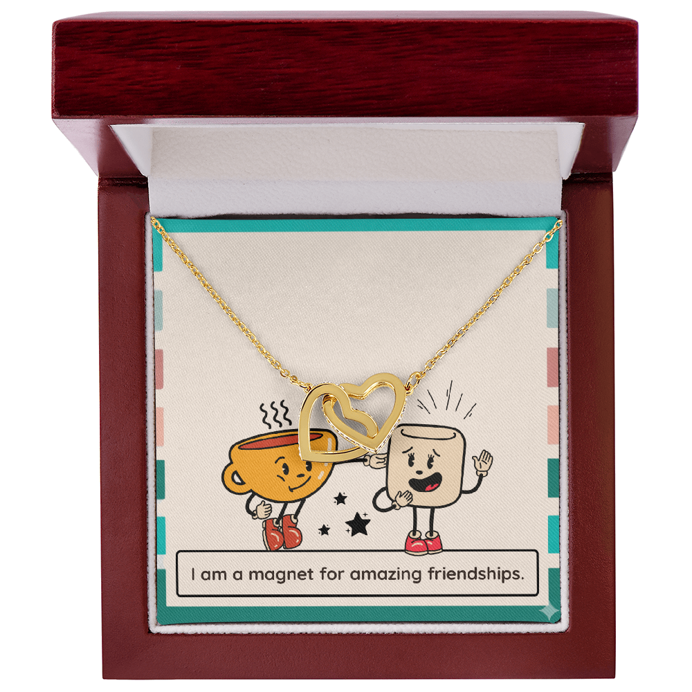 “Magnet for Amazing Friendships” – Interlocking Hearts Necklace