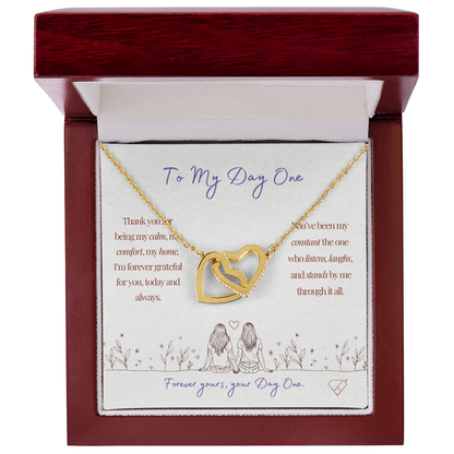 To My Day One Necklace | Interlocking Hearts Necklace Gift for Best Friend | Soul Sister Gift