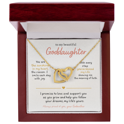 Interlocking Hearts Necklace for Goddaughter – Meaningful Godparent Gift of Love, Protection & Connection | CZ Heart Jewelry Keepsake