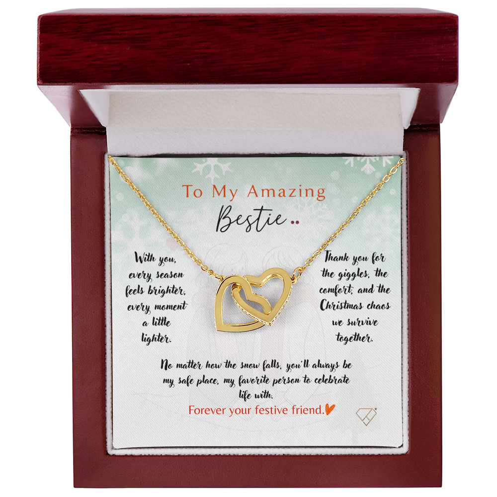 Interlocking Hearts Necklace | To My Amazing Bestie Christmas Gift | Best Friend Jewelry | Holiday Friendship Necklace | Gift for Bestie