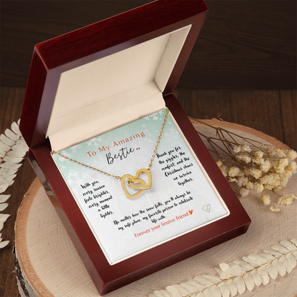 Interlocking Hearts Necklace | To My Amazing Bestie Christmas Gift | Best Friend Jewelry | Holiday Friendship Necklace | Gift for Bestie