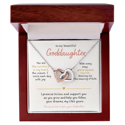 Interlocking Hearts Necklace for Goddaughter – Meaningful Godparent Gift of Love, Protection & Connection | CZ Heart Jewelry Keepsake