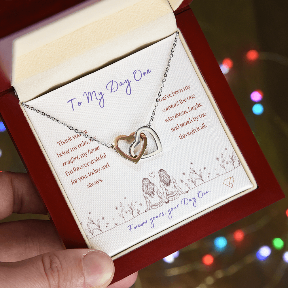 To My Day One Necklace | Interlocking Hearts Necklace Gift for Best Friend | Soul Sister Gift