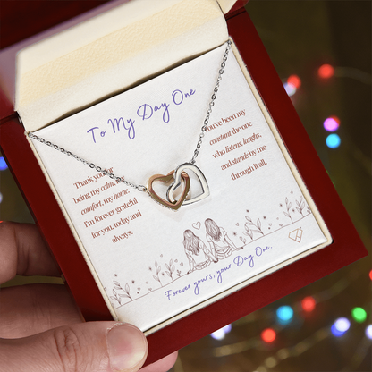To My Day One Necklace | Interlocking Hearts Necklace Gift for Best Friend | Soul Sister Gift