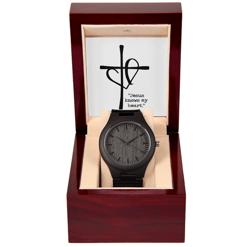 Jesus Knows My Heart: Sandalwood Wooden Watch – Faith Reminder for Feeling Unseen or Unheard | Christian Men's & Women's Wood Timepiece