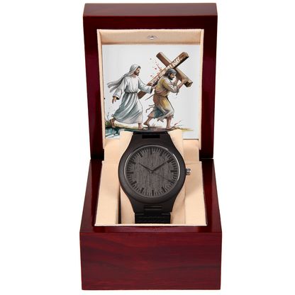 Jesus, Lead My Way: Engraved Wooden Watch for Men | Inspirational Christian Timepiece for Guidance, Strength & Faith