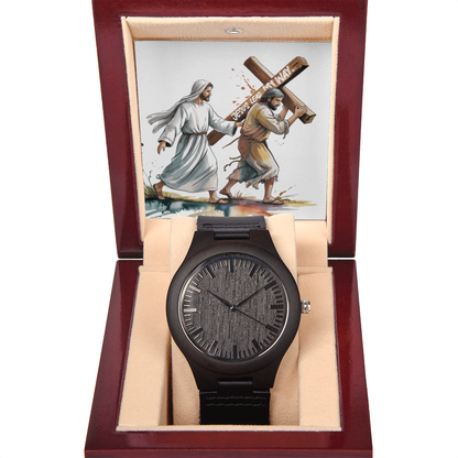 Jesus, Lead My Way: Engraved Wooden Watch for Men | Inspirational Christian Timepiece for Guidance, Strength & Faith
