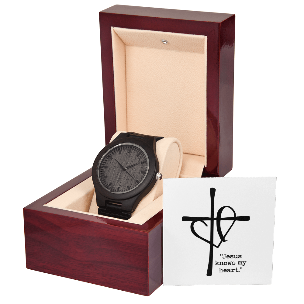 Jesus Knows My Heart: Sandalwood Wooden Watch – Faith Reminder for Feeling Unseen or Unheard | Christian Men's & Women's Wood Timepiece