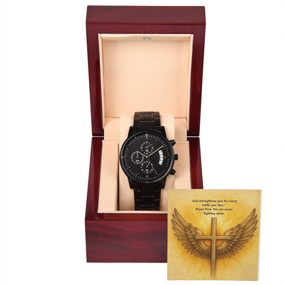 Stand Firm: Men’s Openwork Watch – God Strengthens You for Every Battle