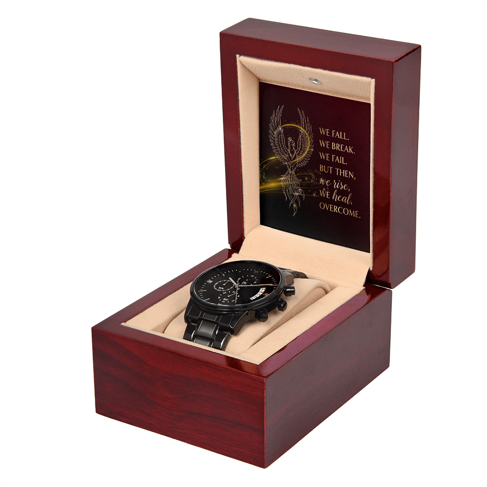 Phoenix chronograph timepiece symbolizing strength and resilience