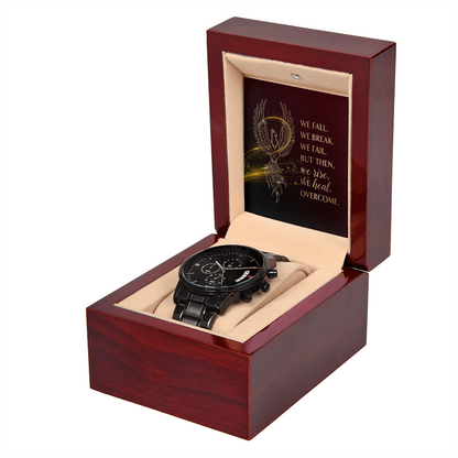 Phoenix chronograph timepiece symbolizing strength and resilience