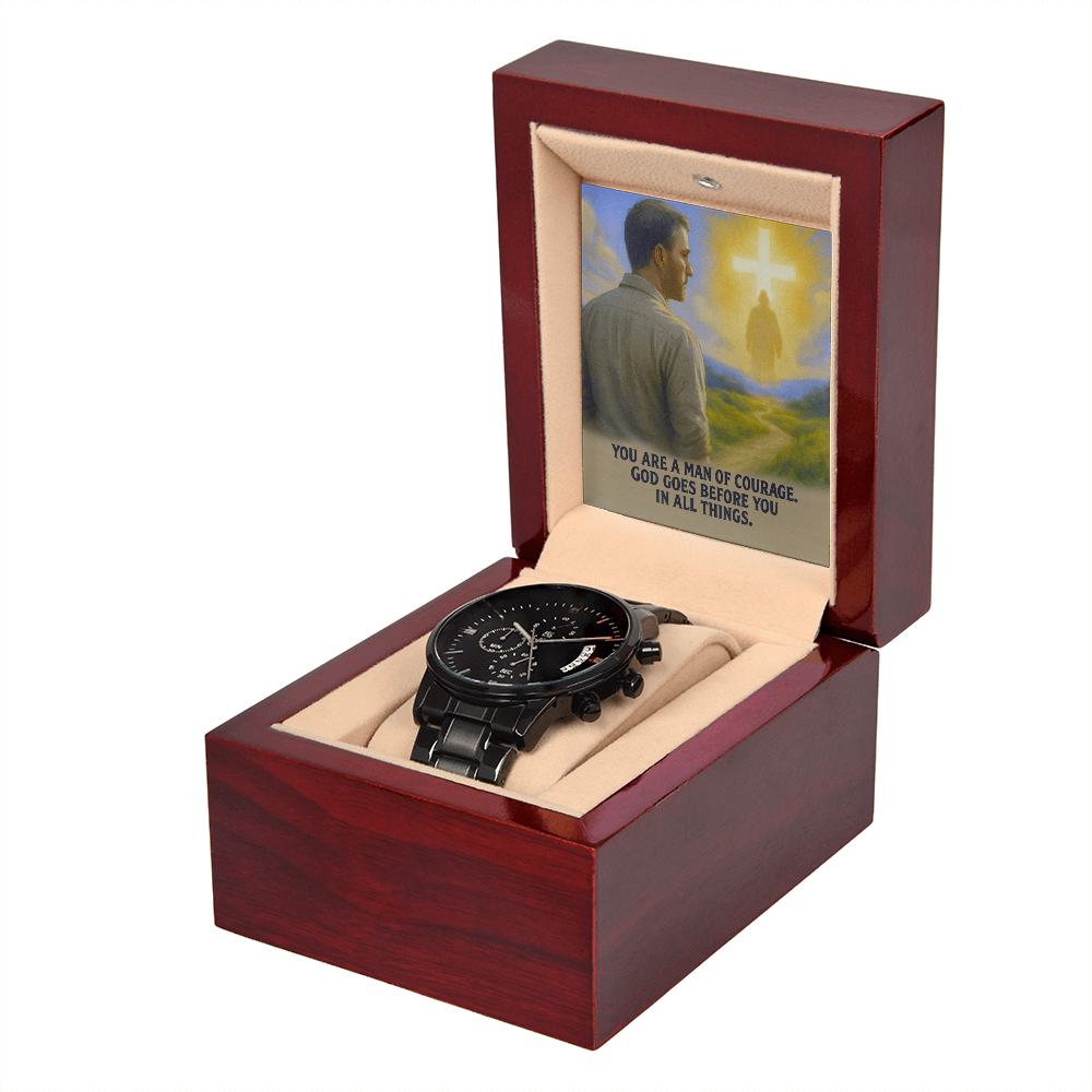 Man of Courage: Men's Openwork Watch – God Goes Before You in All Things
