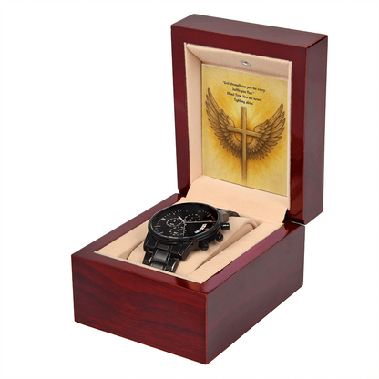 Stand Firm: Men’s Openwork Watch – God Strengthens You for Every Battle