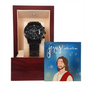 Christian Black Chronograph Watch – “Jesus Walks With Me” | Faith Gift for Men, Husband, Dad, Son, Groomsmen & Father's Day