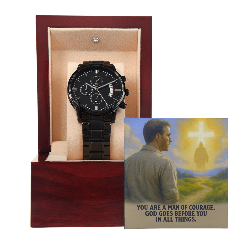 Man of Courage: Men's Openwork Watch – God Goes Before You in All Things