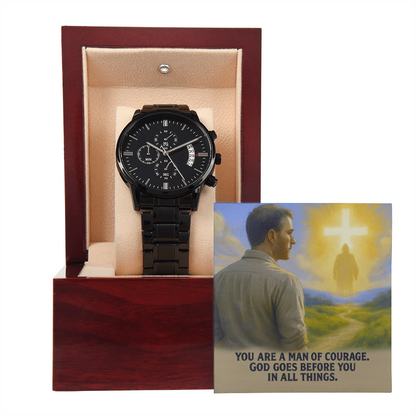 Man of Courage: Men's Openwork Watch – God Goes Before You in All Things