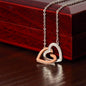 Quan Jewelry Lovina Heart-to-Heart Necklace: Delicate Interlocking Hearts Pendant (No MC)