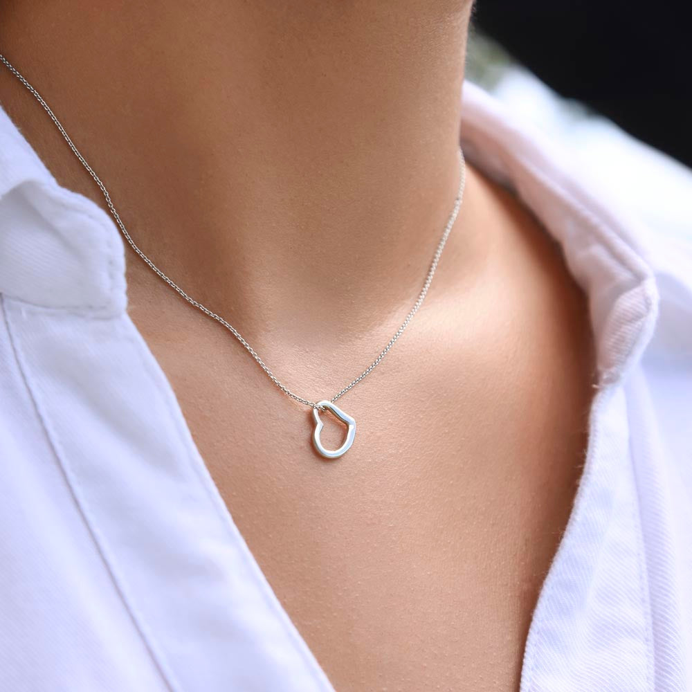 Quan Jewelry Calista Delicate Sideways Heart Necklace: Elegant Hollow Pendant for Self-Love and Connection