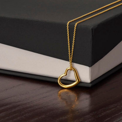 Quan Jewelry Calista Delicate Sideways Heart Necklace: Elegant Hollow Pendant for Self-Love and Connection