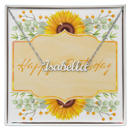 Sunflower Birthday Name Necklace – Personalized Gift for Her