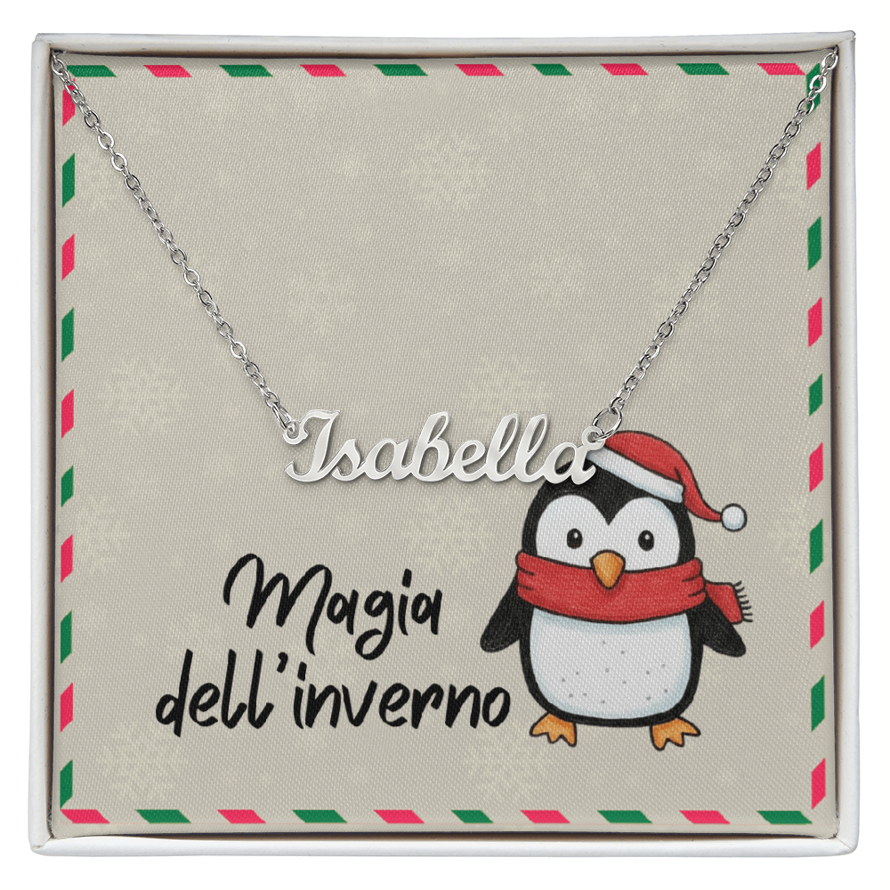 Magia dell’inverno personalized name necklace in gold finish