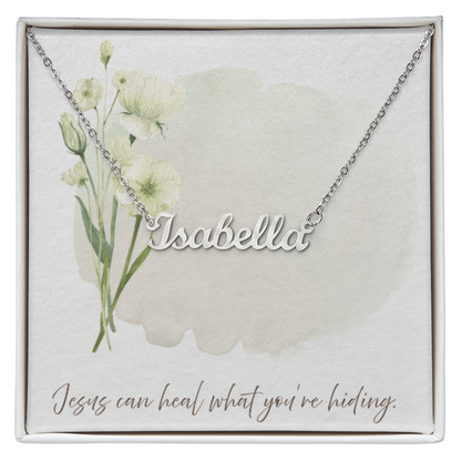 “Jesus Can Heal What You're Hiding” – Faith Message Necklace