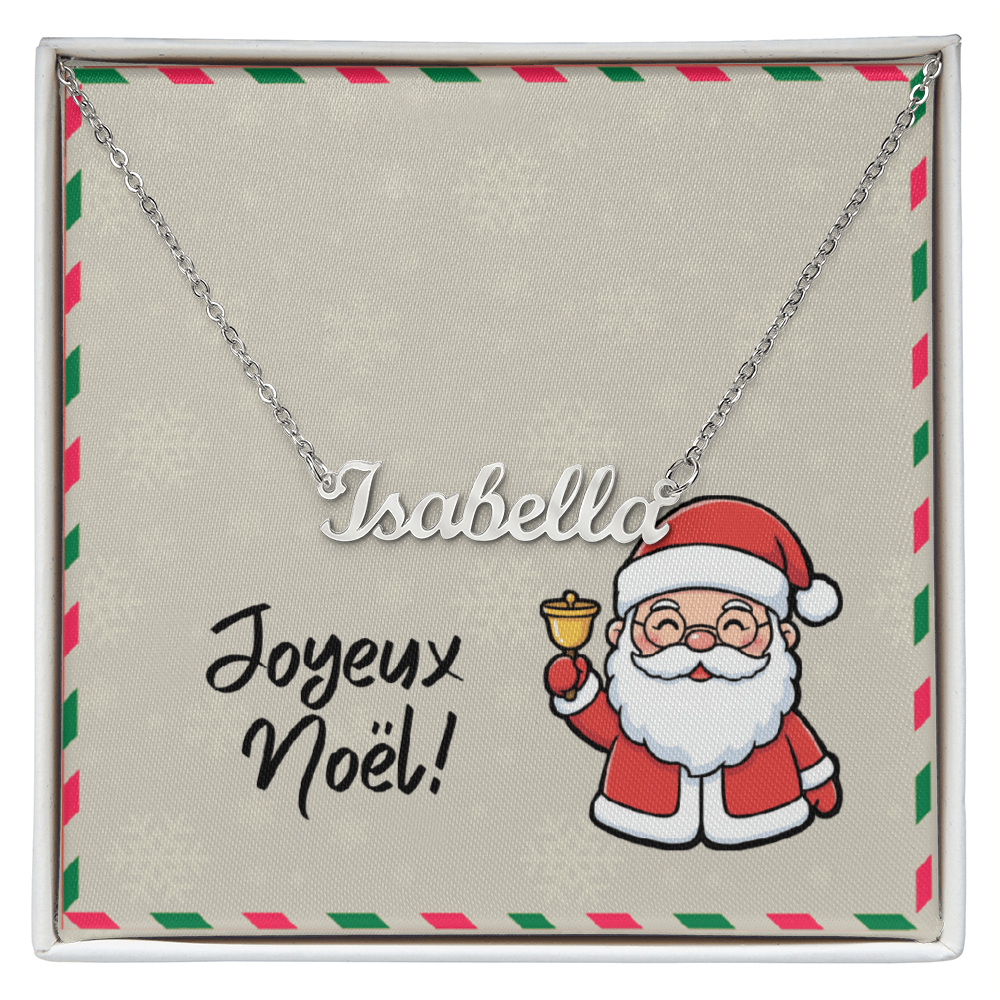 Joyeux Noël personalized name necklace in gold finish