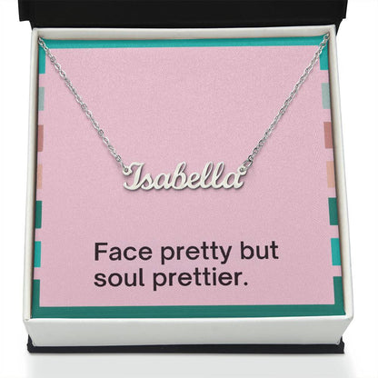 Custom name pendant necklace with inspirational quote message