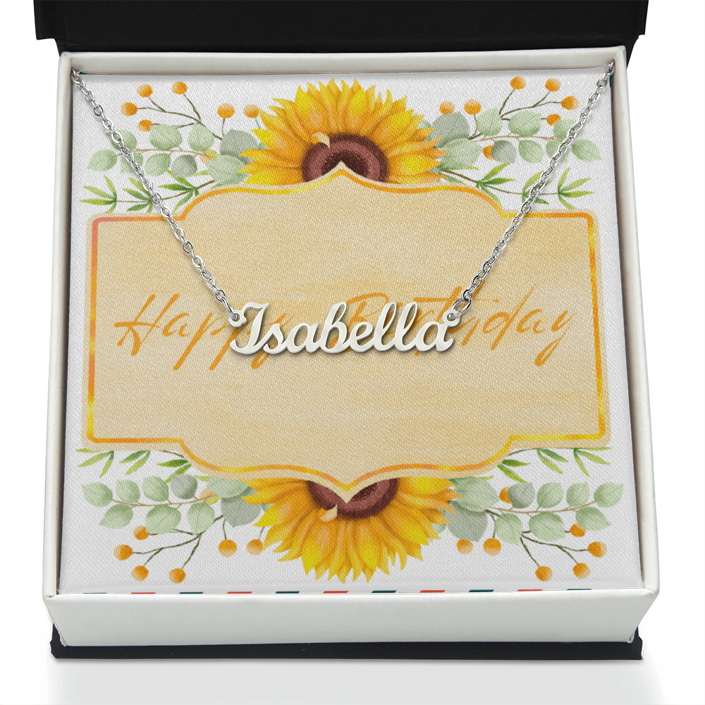 Sunflower Birthday Name Necklace – Personalized Gift for Her