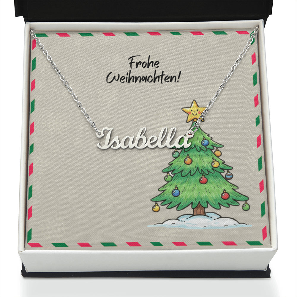 Custom German Christmas name necklace in gift box