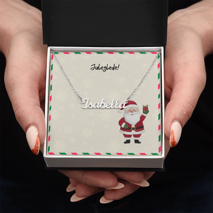 Custom name necklace with Juleglede holiday message