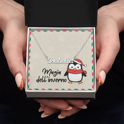 Personalized cursive name necklace in polished stainless steel