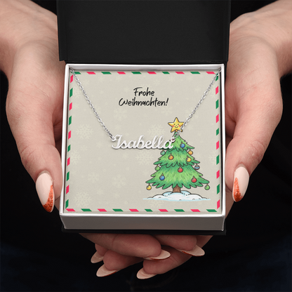 Cursive name pendant holiday necklace stainless steel