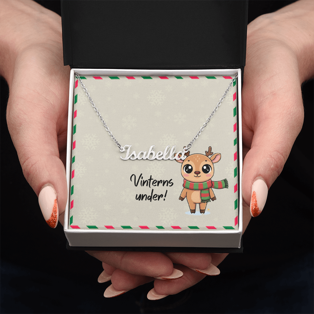 Personalized cursive name necklace in stainless steel