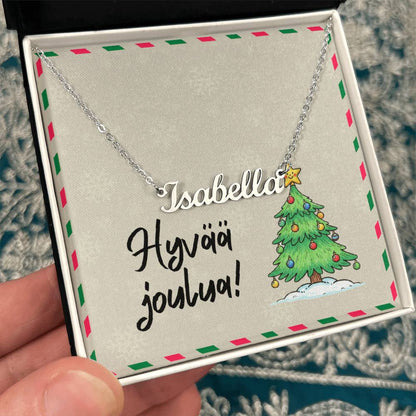 Close-up of lobster clasp on personalized necklace