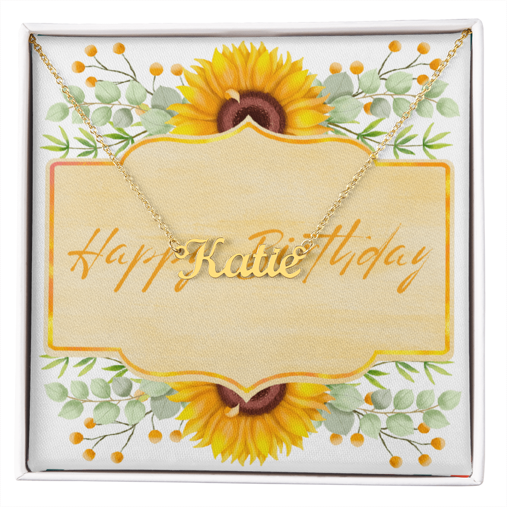 Sunflower Birthday Name Necklace – Personalized Gift for Her