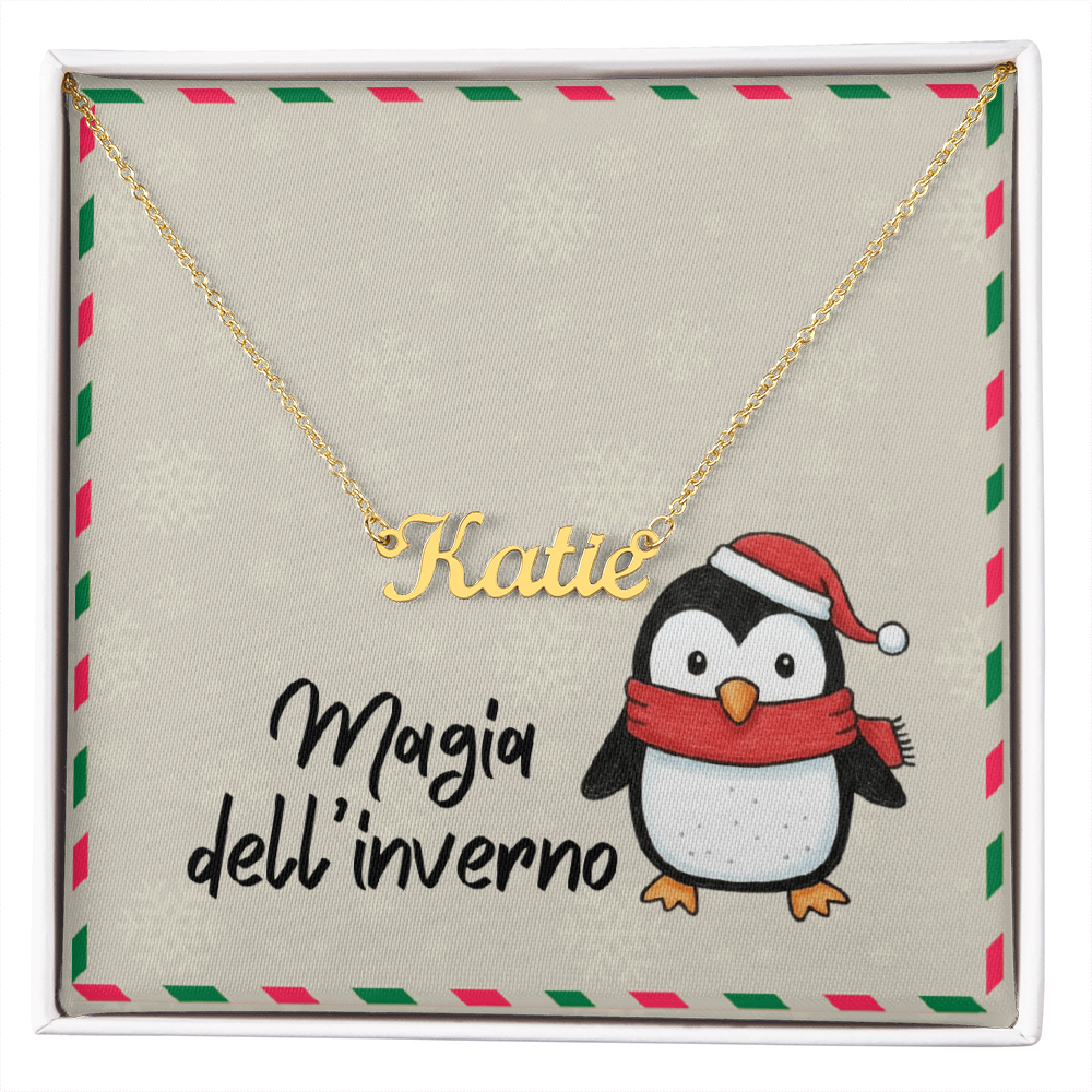 Close-up of adjustable chain on Italian winter necklace