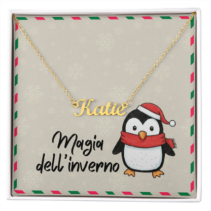 Close-up of adjustable chain on Italian winter necklace