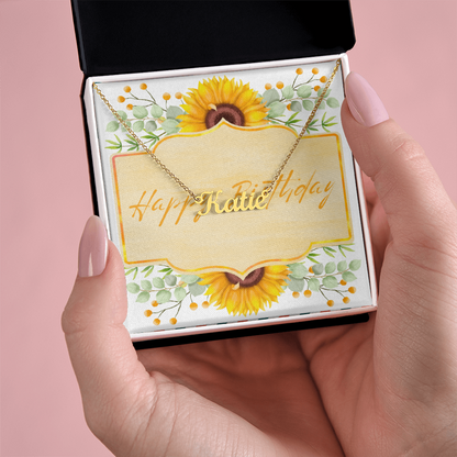 Sunflower Birthday Name Necklace – Personalized Gift for Her