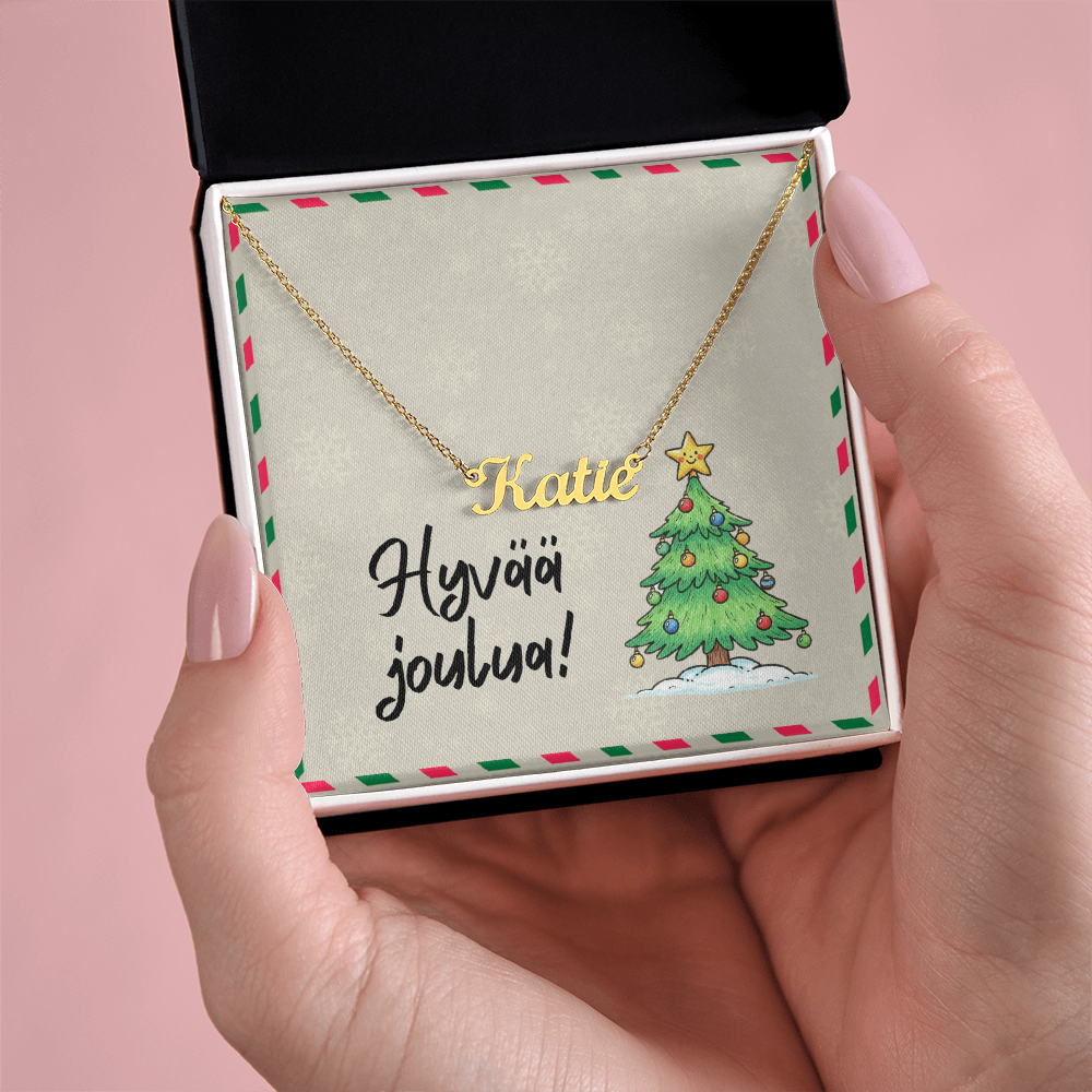 Close-up of adjustable chain on Finnish Christmas necklace