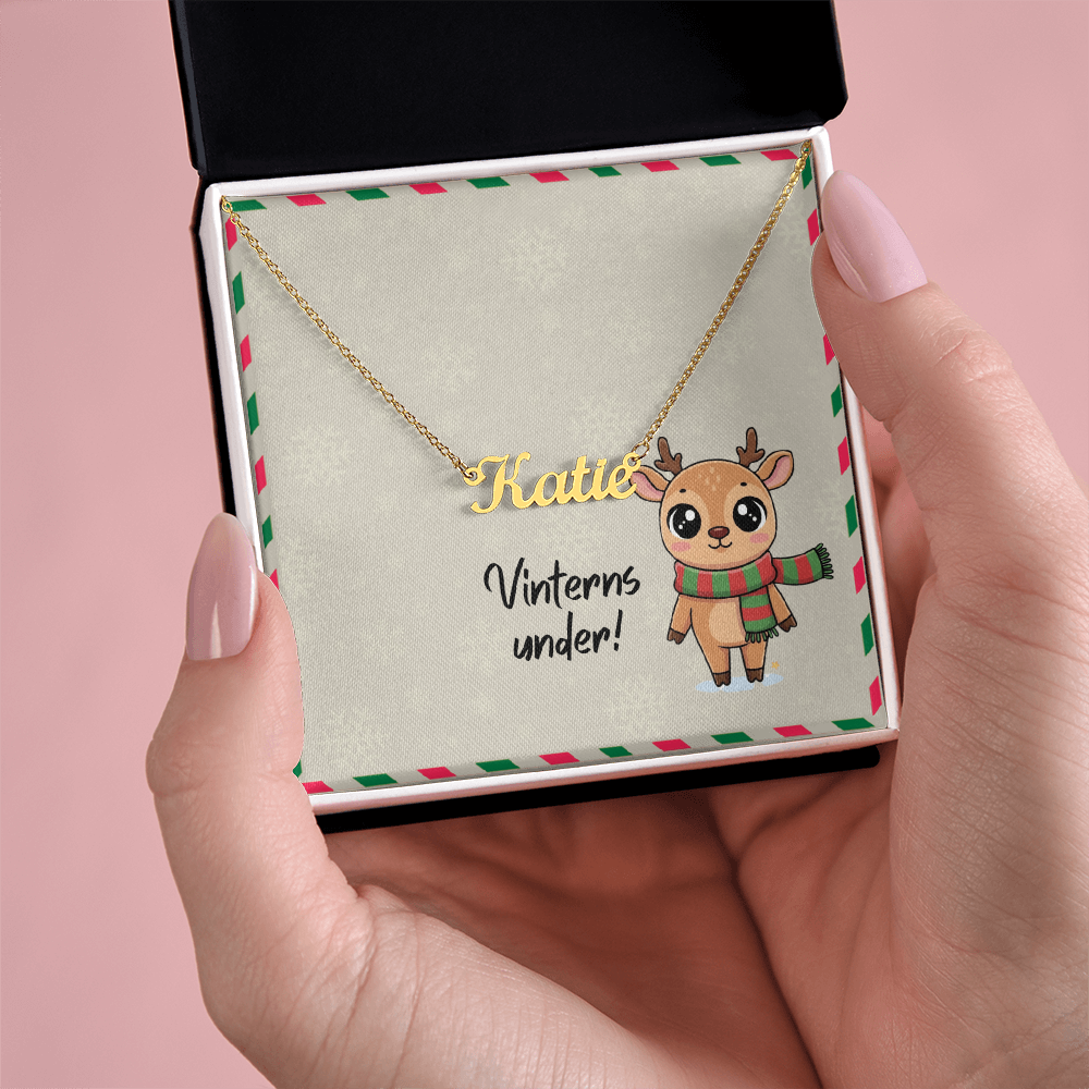 Gold finish Vinterns Under name necklace in gift box
