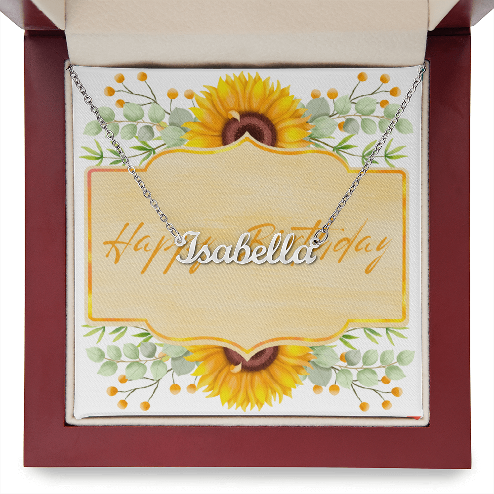 Sunflower Birthday Name Necklace – Personalized Gift for Her